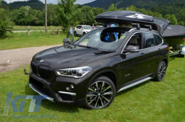 Central Kidney Grilles suitable for BMW X1 SUV F48 Pre-LCI (06.2015-2019) Double Stripe M Design Piano Black-image-6064798