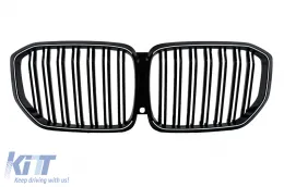 Central Kidney Grilles suitable for BMW X5 G05 (2018-up) Double Stripe M Design Piano Black-image-6277401
