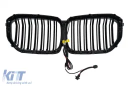 Central Kidney Grilles suitable for BMW X5 G05 (2018-up) Double Stripe M Design Piano Black-image-6277404