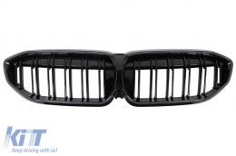 Central Kidney Grilles with LED suitable for BMW 3 Series G20 Sedan G21 Touring (2019-2022) Piano Black - FGBMG20LD