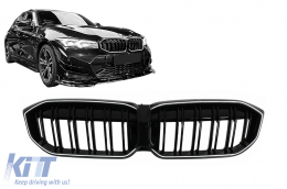 Central Kidney Grilles with LED suitable for BMW 3 Series G20 Sedan G21 Touring LCI (2023-2025) Piano Black - FGBMG20LCILD