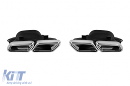 Chrome exhaust tips A Design type 63 suitable for Mercedes E-Class W212, S-Class W222, SL R231 SL65 A Design, CLS C218 CLS63, SLS R197/C197 - ABMEEA6011460