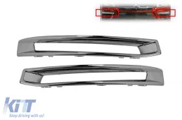 image-50-Chrome grille trim set around daytime running lights suitable for A Design bumper on Mercedes GL X166 2012-2015, left and right