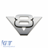 Chrome Sticker 3D ''V8'' 6cm x 3.8cm 1 Piece