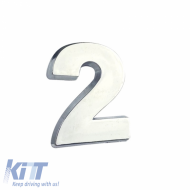 Chrome Sticker Letter 3D ''2'' 2.7cm x 2.5cm 1 Piece