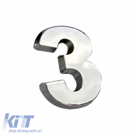 Chrome Sticker Letter 3D ''3'' 2.7cm x 2.5cm 1 Piece