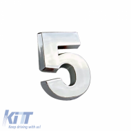 Chrome Sticker Letter 3D ''5'' 2.7cm x 2.5cm 1 Piece