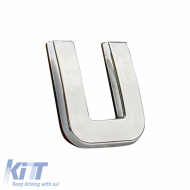 Chrome Sticker Letter 3D ''U'' 2.7cm x 2.5cm 1 Piece