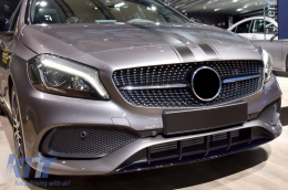 Chrome/black diamond grille suitable for Mercedes A-Class W176 2016-2018-image-6236879