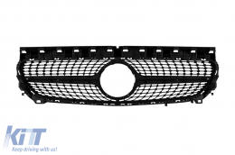 Chrome/black diamond grille suitable for Mercedes CLA C117 2013-2018 without camera opening-image-6236969