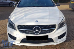 Chrome/black diamond grille suitable for Mercedes CLA C117 2013-2018 without camera opening-image-6236970