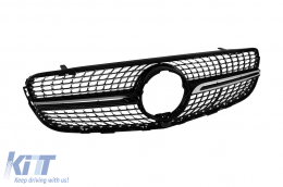 Chrome/black diamond grille suitable for Mercedes GLC SUV X253, GLC Coupe C253 2015-2018 with camera opening-image-6236986