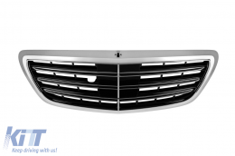 Chrome/black grille type A Design suitable for Mercedes S-Class W222 2013-2020 for the model with Distronic and Night Vision - ABMEGR6009115