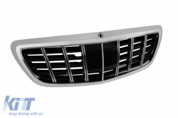 Chrome/black grille type Brabus suitable for Mercedes S-Class W222 2013-2020 for the model with Distronic and Night Vision-image-6265527
