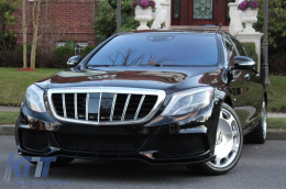 Chrome/black grille type Brabus suitable for Mercedes S-Class W222 2013-2020 for the model with Distronic and Night Vision-image-6265530