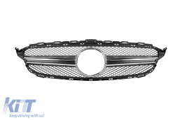 Chrome/black grille type C63 suitable for Mercedes C-Class W205 sedan, S205 estate, C205 coupe 2014-2018 without camera opening - ABMEGR6009527