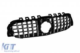 Chrome/black GT style grille suitable for Mercedes A-Class W177 2018-2022 with camera opening-image-6265532
