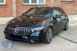 Chrome/black GT style grille suitable for Mercedes A-Class W177 2018-2022 with camera opening-image-6265535