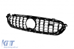 Chrome/black GT type grille suitable for Mercedes E-Class W213 sedan, S213 estate, C238 coupe, A238 cabrio A Design Sport line & Avantgarde, E53 A Design after 2020 with opening for camera-image-6145993