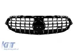 image-72-Chrome/black GT type grille suitable for Mercedes E-Class W213 sedan, S213 wagon, C238 coupe, A238 convertible after 2020 with opening for camera for standard bumper