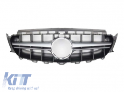 Chrome/black matte grille type E63 A Design suitable for Mercedes E-Class W213 sedan, S213 wagon, C238 coupe, A238 convertible 2016-2019 with camera opening - ABMEGR6009360