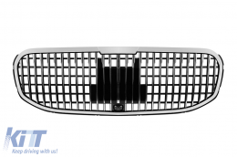 Chrome/black Maybach style grille suitable for Mercedes GLS X167 after 2021 for the model with Distronic - ABMEGR6009214