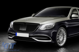 Chrome/black Maybach style grille suitable for Mercedes S-Class W222 2013-2020 for the model with Distronic-image-6265499