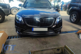 Chrome/black Maybach style grille suitable for Mercedes S-Class W222 2013-2020 for the model with Distronic-image-6265500
