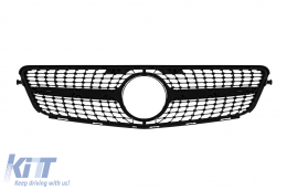Chrome/gray diamond grille suitable for Mercedes C-Class W204 sedan, wagon, coupe 2007-2014-image-6236904
