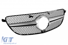 Chrome/gray grille suitable for 63 A Design bumper on Mercedes GLE SUV W166, GLE Coupe C292 2015-2019 with opening for camera-image-6264592