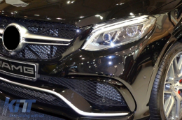 Chrome/gray grille suitable for 63 A Design bumper on Mercedes GLE SUV W166, GLE Coupe C292 2015-2019 with opening for camera-image-6264595