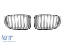image-77-Chrome/Gray kidney grilles suitable for BMW X3 F25 2014-2017, X4 F26 2014-2018