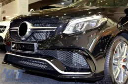 Chrom/graue Kühlergrill geeignet für 63 A Design Stoßstange an Mercedes GLE SUV W166, GLE Coupe C292 2015-2019 mit Öffnung für Kamera-image-6264594