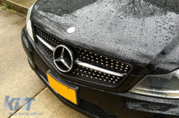Chrom/schwarzer Diamantgrill geeignet für Mercedes C-Klasse W204 Limousine, Kombi, Coupé 2007-2014-image-6236871