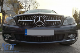 Chrom/schwarzer Diamantgrill geeignet für Mercedes C-Klasse W204 Limousine, Kombi, Coupé 2007-2014-image-6236875