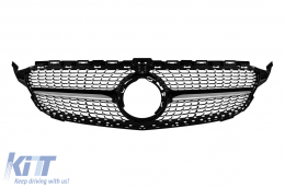 image-70-Chrom/schwarzer Diamantgrill geeignet für Mercedes C-Klasse W205 Limousine, S205 Kombi, C205 Coupé 2019-2020 mit Kameraloch