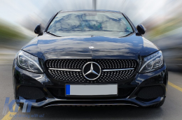 Chrom/schwarzer Diamantgrill geeignet für Mercedes C-Klasse W205 Limousine, S205 Kombi, C205 Coupé 2014-2018 mit Kameraloch-image-6236911