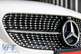 Chrom/schwarzer Diamantgrill geeignet für Mercedes C-Klasse W205 Limousine, S205 Kombi, C205 Coupé 2014-2018 mit Kameraloch-image-6236916