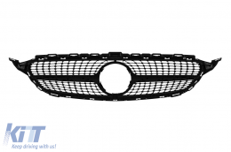 Chrom/schwarzer Diamantgrill geeignet für Mercedes C-Klasse W205 Limousine, S205 Kombi, C205 Coupé 2014-2018 ohne Kameraloch-image-6236935