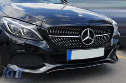 Chrom/schwarzer Diamantgrill geeignet für Mercedes C-Klasse W205 Limousine, S205 Kombi, C205 Coupé 2014-2018 ohne Kameraloch-image-6236938