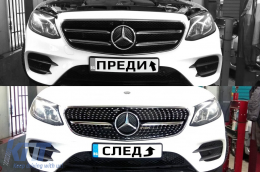 Chrom/schwarzer Diamantgrill geeignet für Mercedes E-Klasse W213 Limousine, S213 Kombi, C238 Coupé, A238 Cabrio 2016-2019 mit Kameraloch-image-6236955