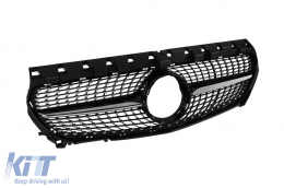 Chrom/schwarzer Diamantgrill geeignet für Mercedes CLA C117 2013-2018 ohne Kameraloch-image-6236968