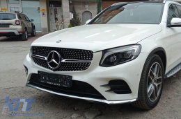 Chrom/schwarzer Diamantgrill geeignet für Mercedes GLC SUV X253, GLC Coupé C253 2015-2018 mit Kameraloch-image-6236989