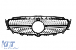 image-26-Chrom/schwarzer Diamantgrill geeignet für Mercedes E-Klasse W213 Limousine, S213 Kombi, C238 Coupé, A238 Cabrio 2016-2019 ohne Kameraloch