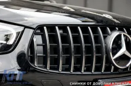 Chrom/schwarzer GT-Stil Kühlergrill geeignet für Mercedes GLC SUV X253, GLC Coupe C253 nach 2019 mit Kameraöffnung-image-6145863