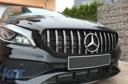 Chrom/schwarzer GT-Stil Kühlergrill geeignet für Mercedes CLA C117 2013-2018 ohne Kameraloch-image-6146026