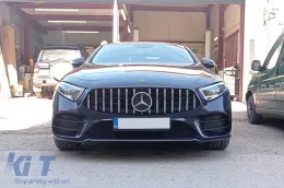Chrom/schwarzer GT-Stil Kühlergrill geeignet für Mercedes CLS C257 nach 2019 mit Öffnung für Kamera-image-6146044