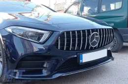 Chrom/schwarzer GT-Stil Kühlergrill geeignet für Mercedes CLS C257 nach 2019 mit Öffnung für Kamera-image-6146045