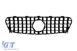 Chrom/schwarzer GT-Stil Kühlergrill geeignet für Mercedes GLA X156 2017-2019-image-6146060