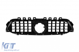 Chrom/schwarzer GT-Stil Kühlergrill geeignet für Mercedes A-Klasse W177 2018-2022 mit Kameraloch-image-6265533